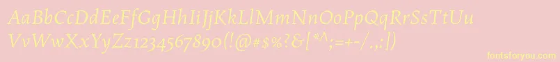 MaiolaproItalic Font – Yellow Fonts on Pink Background