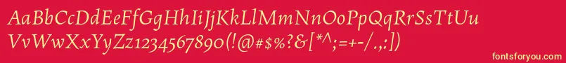 MaiolaproItalic Font – Yellow Fonts on Red Background