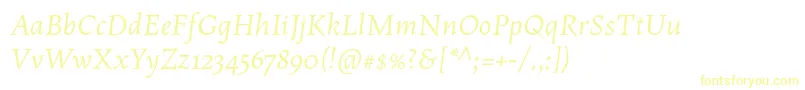Fonte MaiolaproItalic – fontes amarelas em um fundo branco