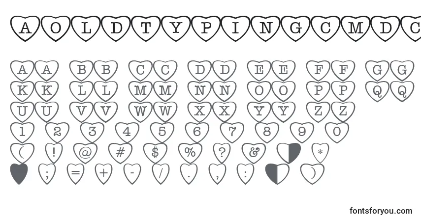 Czcionka AOldtypingcmdcfnt1 – alfabet, cyfry, specjalne znaki