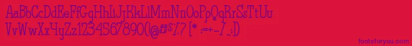 Weitere Informationen zur TheQuestOfDiscoveries-Schriftart TheQuestOfDiscoveries-Schriftart – Violette Schriften auf rotem Hintergrund