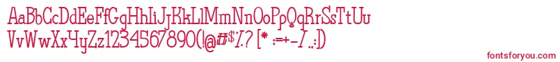フォントTheQuestOfDiscoveries – 白い背景に赤い文字