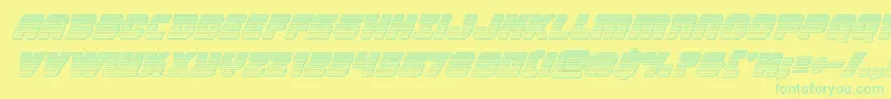 Victorycomicschromeital-Schriftart – Grüne Schriften auf gelbem Hintergrund