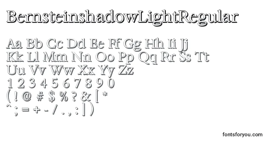 BernsteinshadowLightRegular-fontti – aakkoset, numerot, erikoismerkit
