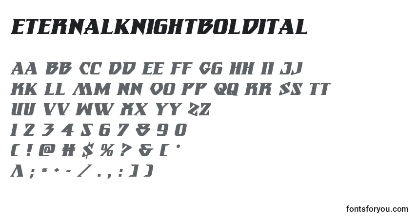 Schriftart Eternalknightboldital – Alphabet, Zahlen, spezielle Symbole