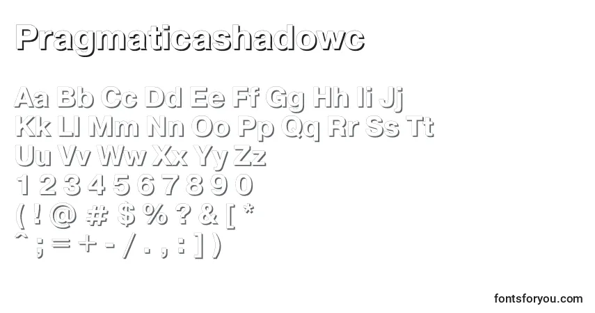 Schriftart Pragmaticashadowc (28337) – Alphabet, Zahlen, spezielle Symbole