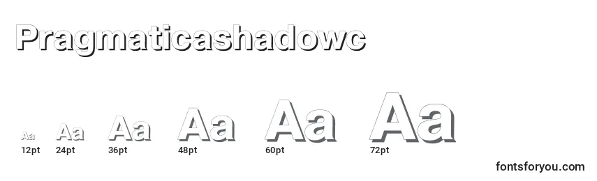 Größen der Schriftart Pragmaticashadowc (28337)