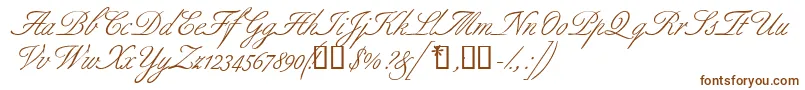 Aldridgescriptssk-Schriftart – Braune Schriften auf weißem Hintergrund