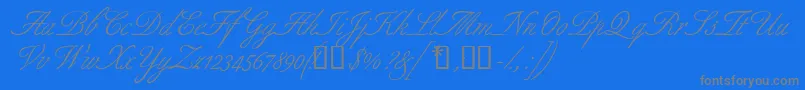 Aldridgescriptssk-Schriftart – Graue Schriften auf blauem Hintergrund