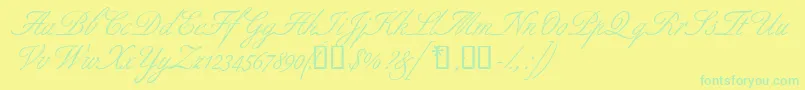 フォントAldridgescriptssk – 黄色い背景に緑の文字