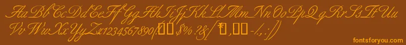 Aldridgescriptssk-Schriftart – Orangefarbene Schriften auf braunem Hintergrund