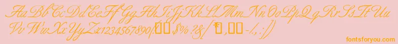 Aldridgescriptssk-Schriftart – Orangefarbene Schriften auf rosa Hintergrund