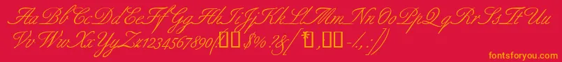 Aldridgescriptssk Font – Orange Fonts on Red Background