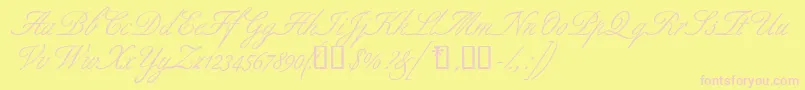 Aldridgescriptssk-fontti – vaaleanpunaiset fontit keltaisella taustalla
