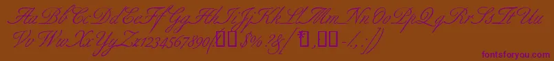 Aldridgescriptssk Font – Purple Fonts on Brown Background