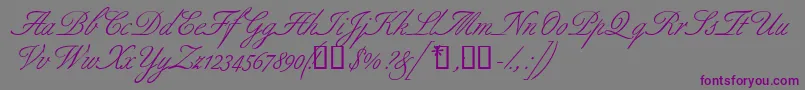 Aldridgescriptssk-fontti – violetit fontit harmaalla taustalla