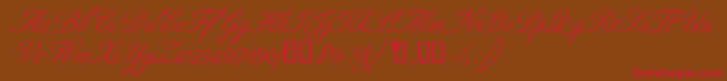Aldridgescriptssk-Schriftart – Rote Schriften auf braunem Hintergrund