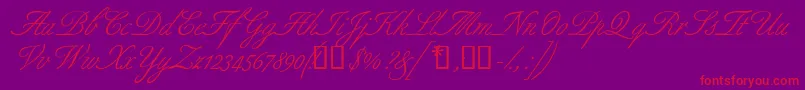 Aldridgescriptssk-Schriftart – Rote Schriften auf violettem Hintergrund