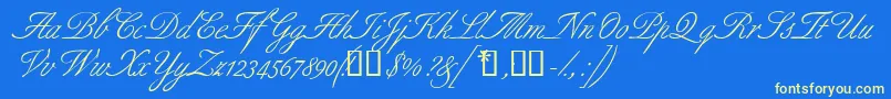 Aldridgescriptssk Font – Yellow Fonts on Blue Background