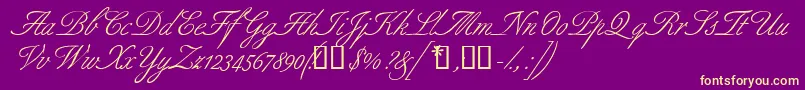 Czcionka Aldridgescriptssk – żółte czcionki na fioletowym tle