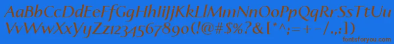 LinotypeapertoSemibolditalic Font – Brown Fonts on Blue Background