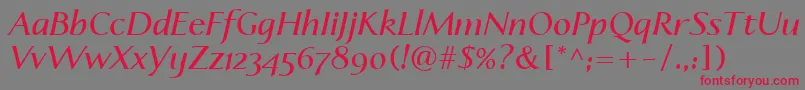 LinotypeapertoSemibolditalic Font – Red Fonts on Gray Background