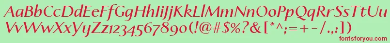 LinotypeapertoSemibolditalic Font – Red Fonts on Green Background