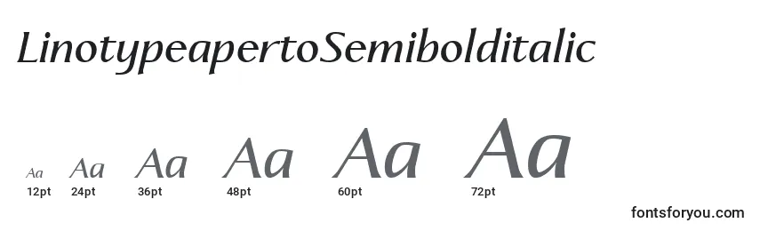 Größen der Schriftart LinotypeapertoSemibolditalic