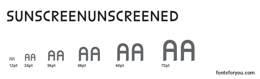 SunscreenUnscreened-fontin koot