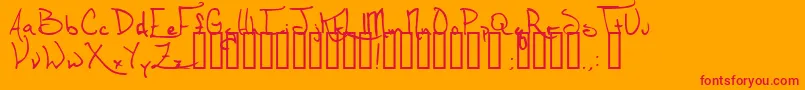 Thirmv-Schriftart – Rote Schriften auf orangefarbenem Hintergrund