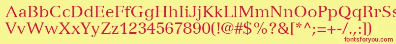 VersaillesLt55Roman Font – Red Fonts on Yellow Background