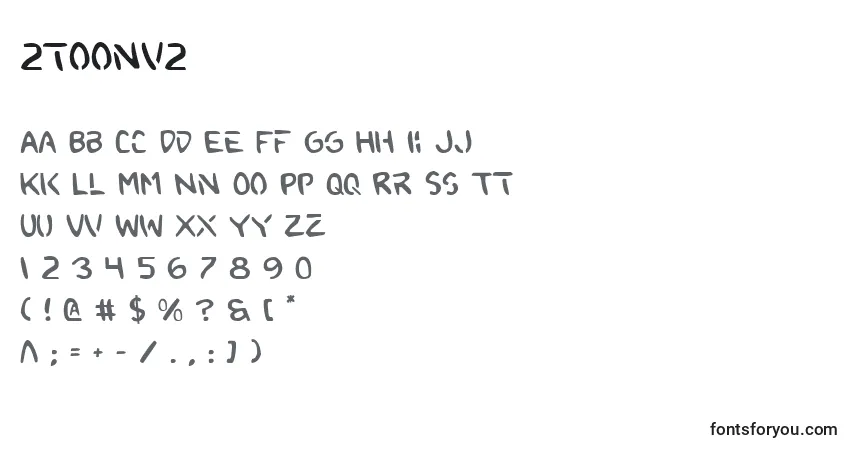 Czcionka 2toonv2 – alfabet, cyfry, specjalne znaki