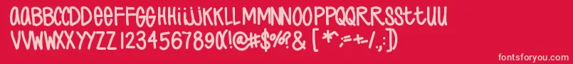 Justcole Font – Pink Fonts on Red Background
