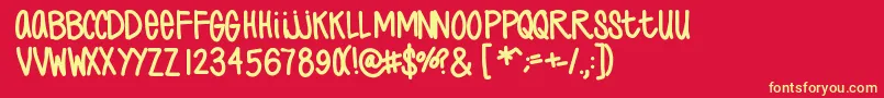 Justcole Font – Yellow Fonts on Red Background