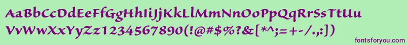 SanvitoproBoldcapt Font – Purple Fonts on Green Background