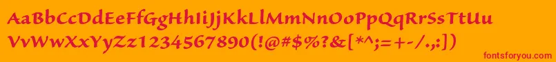 SanvitoproBoldcapt-Schriftart – Rote Schriften auf orangefarbenem Hintergrund