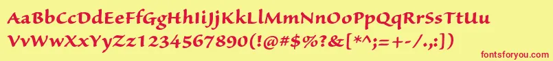 SanvitoproBoldcapt-Schriftart – Rote Schriften auf gelbem Hintergrund