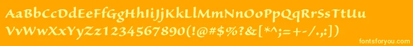 SanvitoproBoldcapt-Schriftart – Gelbe Schriften auf orangefarbenem Hintergrund
