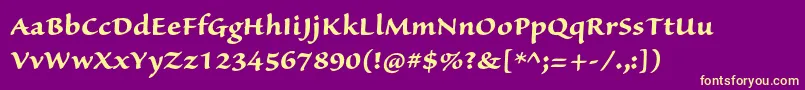 Czcionka SanvitoproBoldcapt – żółte czcionki na fioletowym tle