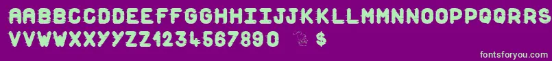 DustScratchesLight-fontti – vihreät fontit violetilla taustalla