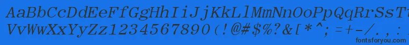 RomanfixedwidthItalic-Schriftart – Schwarze Schriften auf blauem Hintergrund