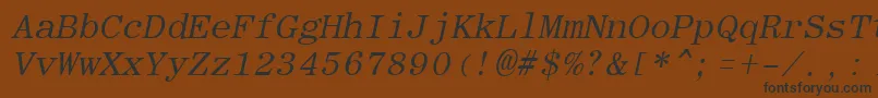 フォントRomanfixedwidthItalic – 黒い文字が茶色の背景にあります
