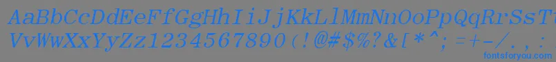 Weitere Informationen zur RomanfixedwidthItalic-Schriftart RomanfixedwidthItalic-Schriftart – Blaue Schriften auf grauem Hintergrund