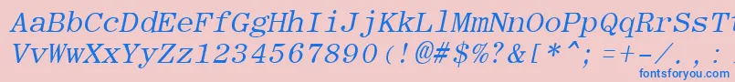 フォントRomanfixedwidthItalic – ピンクの背景に青い文字