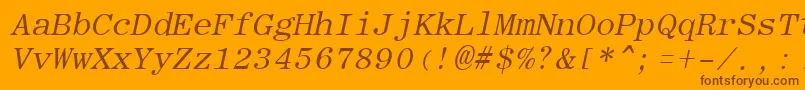 Fonte RomanfixedwidthItalic – fontes marrons em um fundo laranja