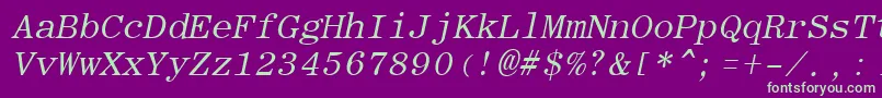 RomanfixedwidthItalic Font – Green Fonts on Purple Background