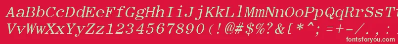 Fonte RomanfixedwidthItalic – fontes verdes em um fundo vermelho