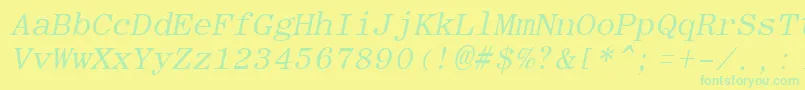 フォントRomanfixedwidthItalic – 黄色い背景に緑の文字
