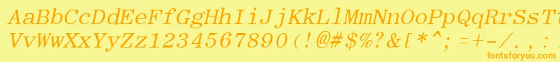 Fonte RomanfixedwidthItalic – fontes laranjas em um fundo amarelo