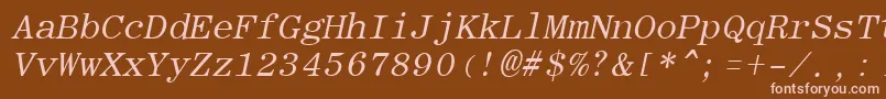 Więcej informacji o czcionce RomanfixedwidthItalic Czcionka RomanfixedwidthItalic – różowe czcionki na brązowym tle